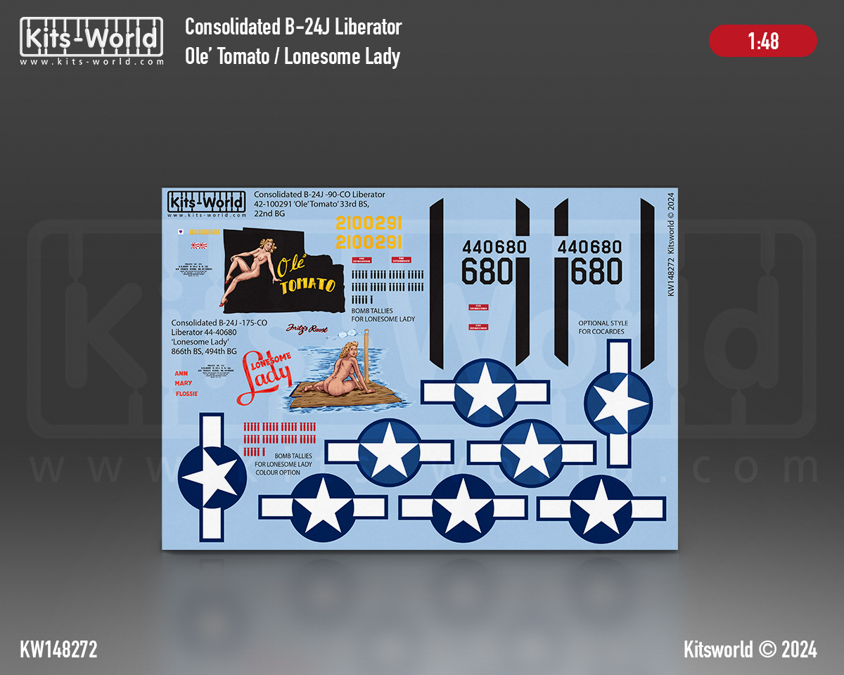 Kitsworld Kitsworld 1/48 scale B-24J Liberator KW148272 - Consolidated B-24D Liberator 